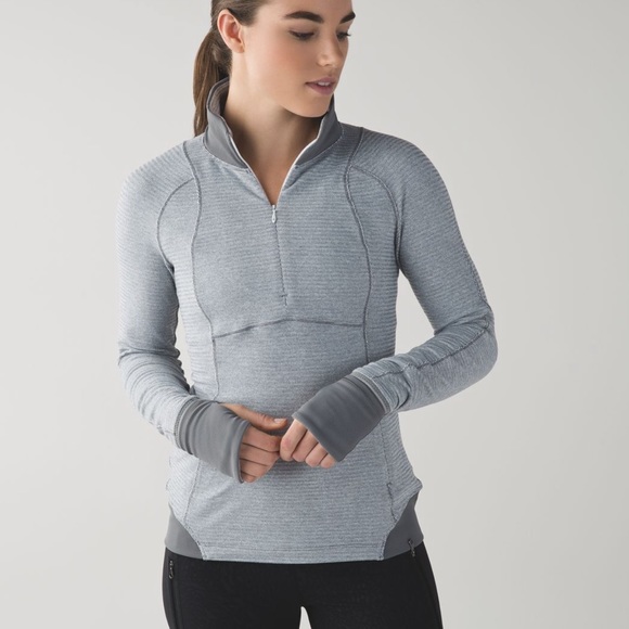 lululemon athletica Tops - Lululemon runderfull half zip pullover 8 mini check pique white heathered slate